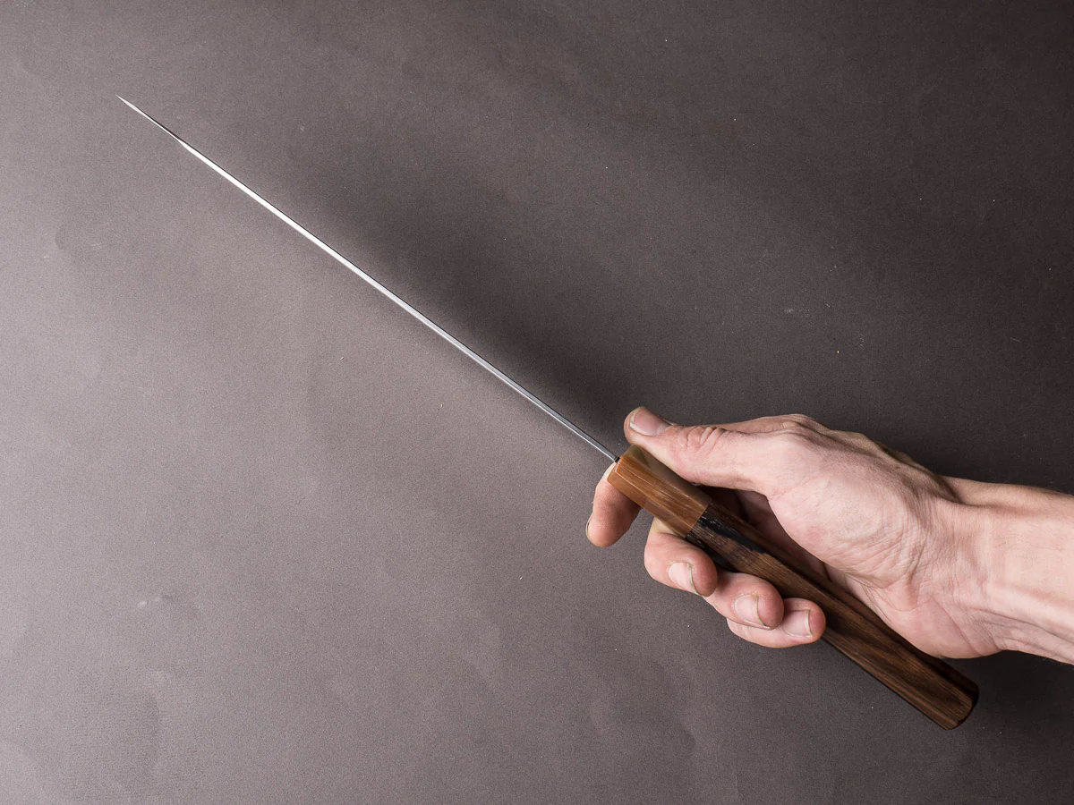 Hitohira - Togashi - Blue #1 Stainless Clad - 270mm Kiritsuke Gyuto - Ziricote Handle - Image 4