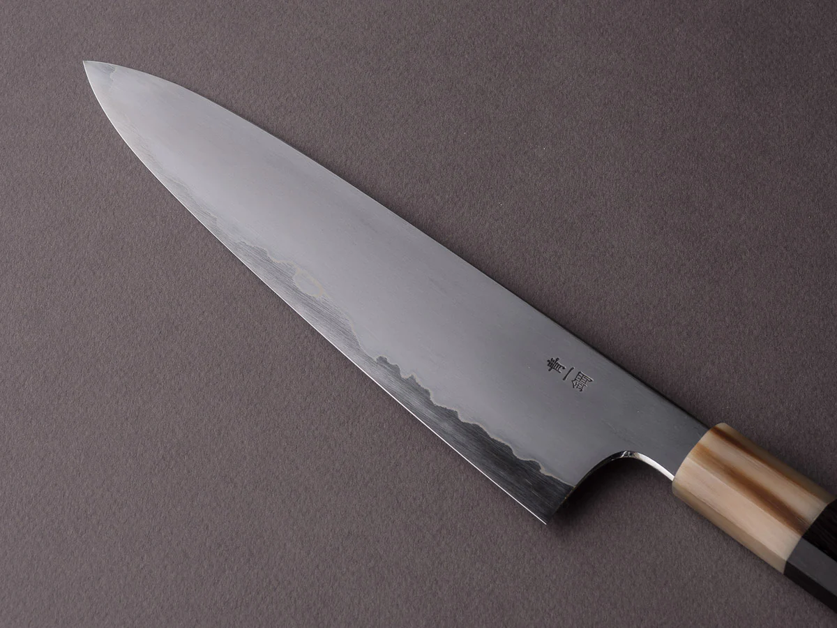 Hitohira - Togashi - Blue #1 Stainless Clad - Kasumi - 210mm Gyuto - Ebony Handle - Image 3