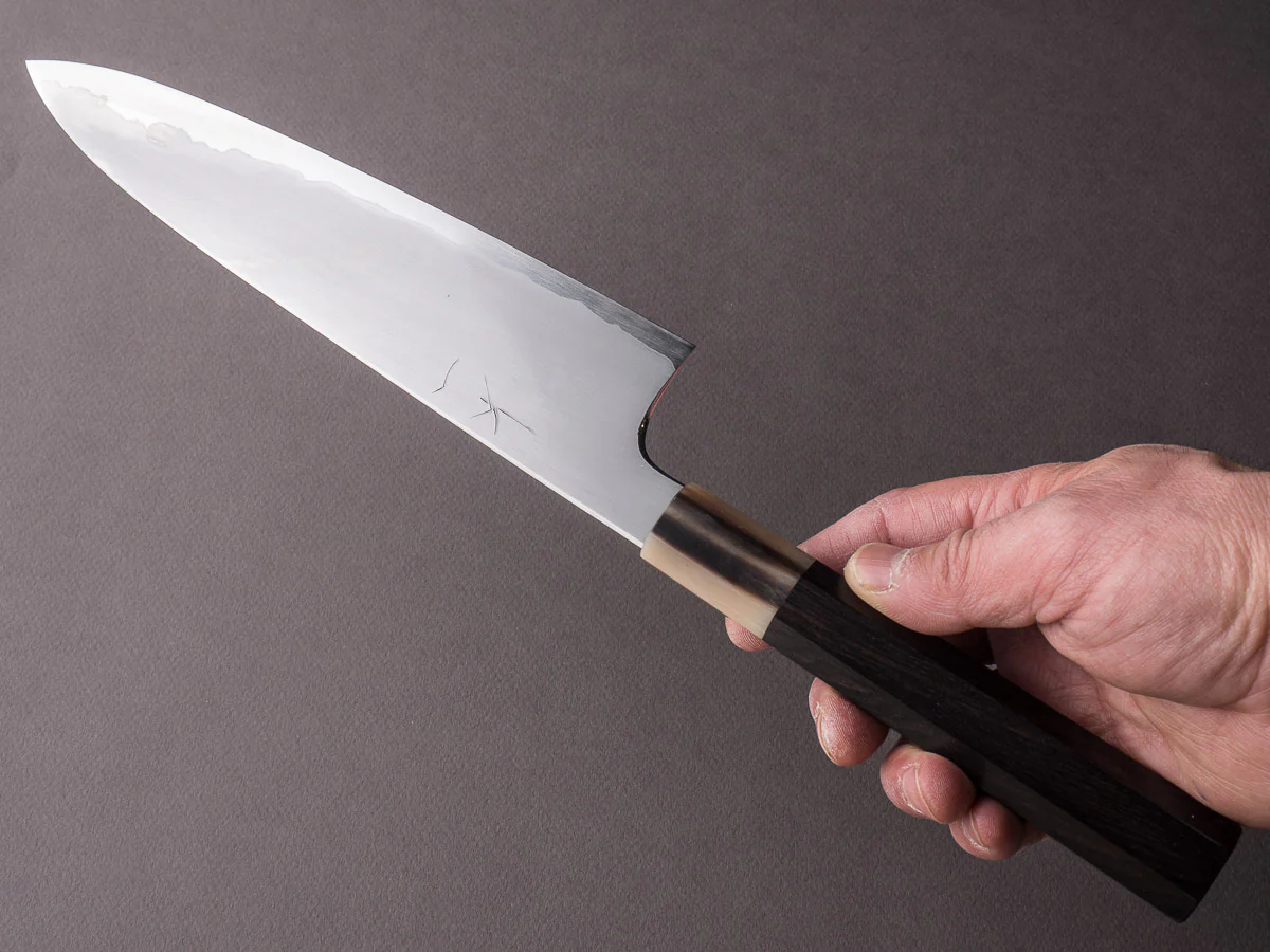 Hitohira - Togashi - Blue #1 Stainless Clad - Kasumi - 210mm Gyuto - Ebony Handle - Image 5