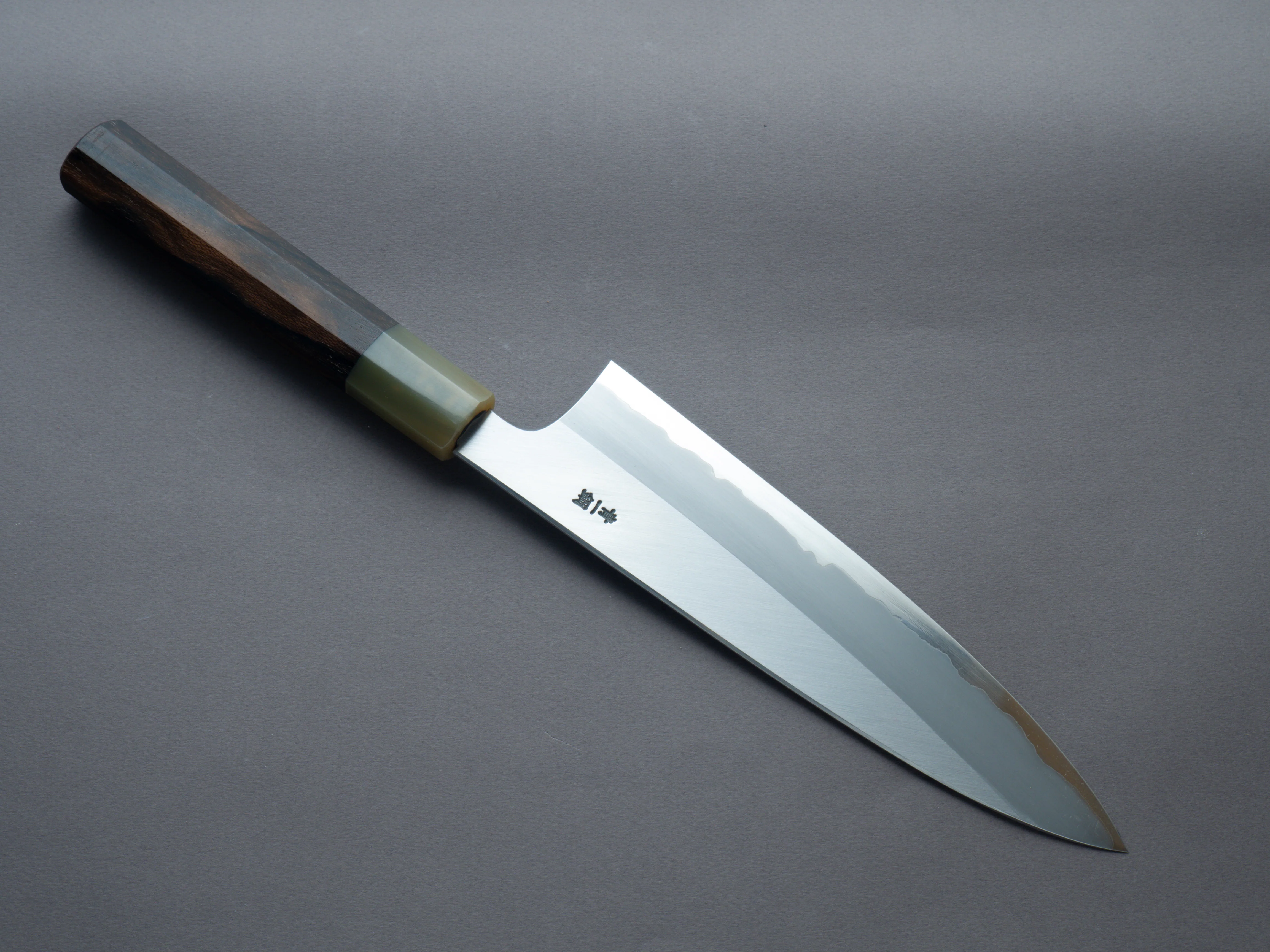Hitohira - Togashi - Blue #1 Stainless Clad - Migaki - 210mm Gyuto - Ziricote Handle - Image 2