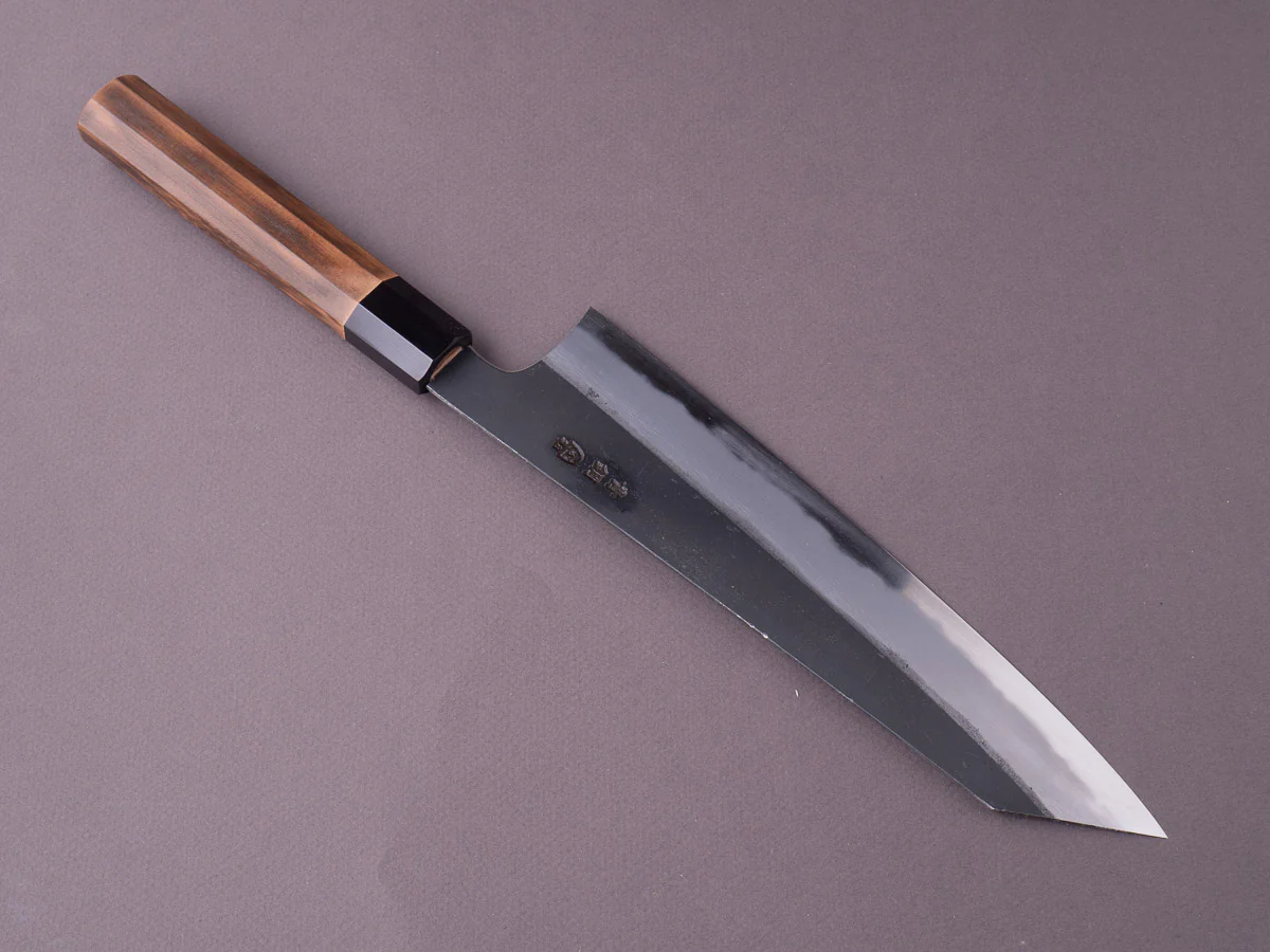 Hitohira - Togashi - Blue #2 - Kurouchi - 240mm Kiritsuke Gyuto - Burnt Yakusugi Handle - Image 2