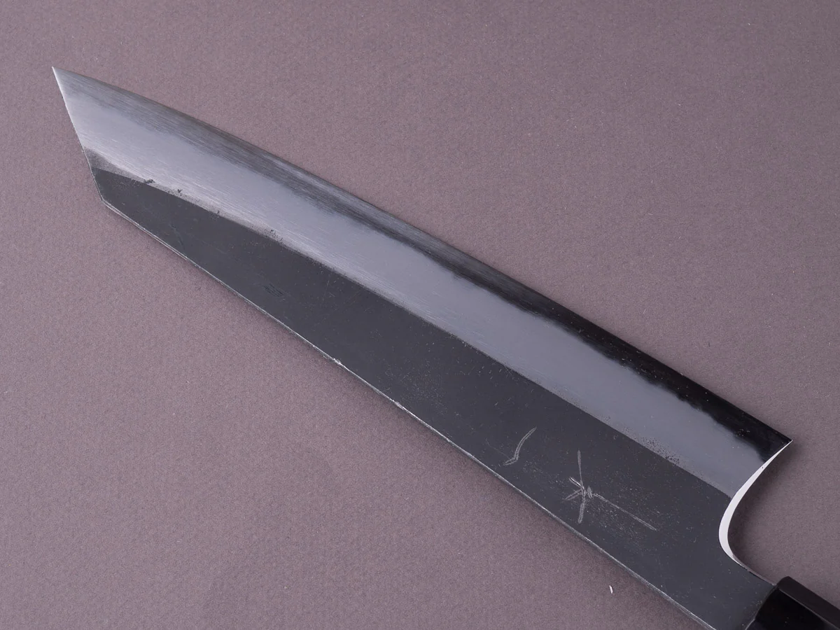Hitohira - Togashi - Blue #2 - Kurouchi - 240mm Kiritsuke Gyuto - Burnt Yakusugi Handle - Image 3