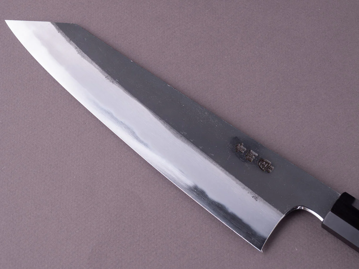 Hitohira - Togashi - Blue #2 - Kurouchi - 240mm Kiritsuke Gyuto - Burnt Yakusugi Handle - Image 4