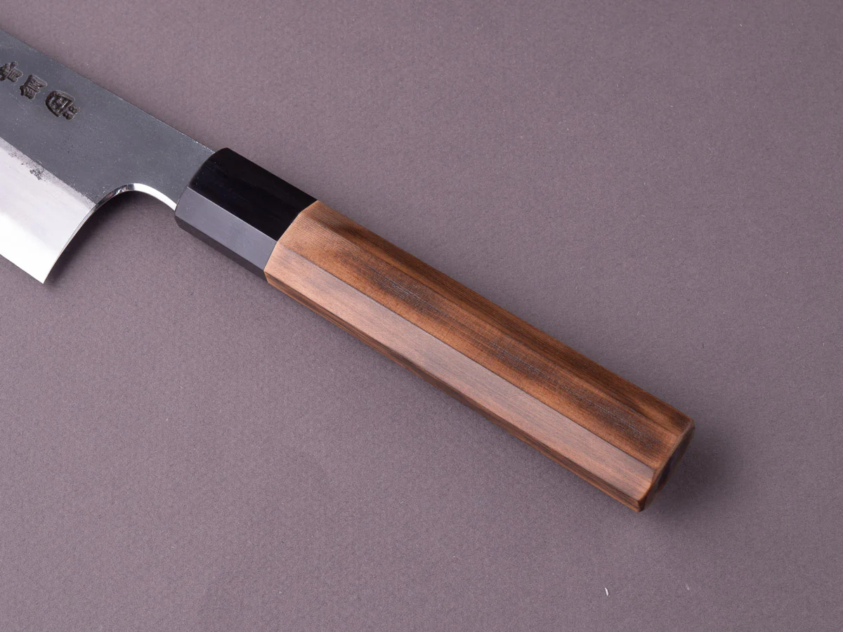 Hitohira - Togashi - Blue #2 - Kurouchi - 240mm Kiritsuke Gyuto - Burnt Yakusugi Handle - Image 5