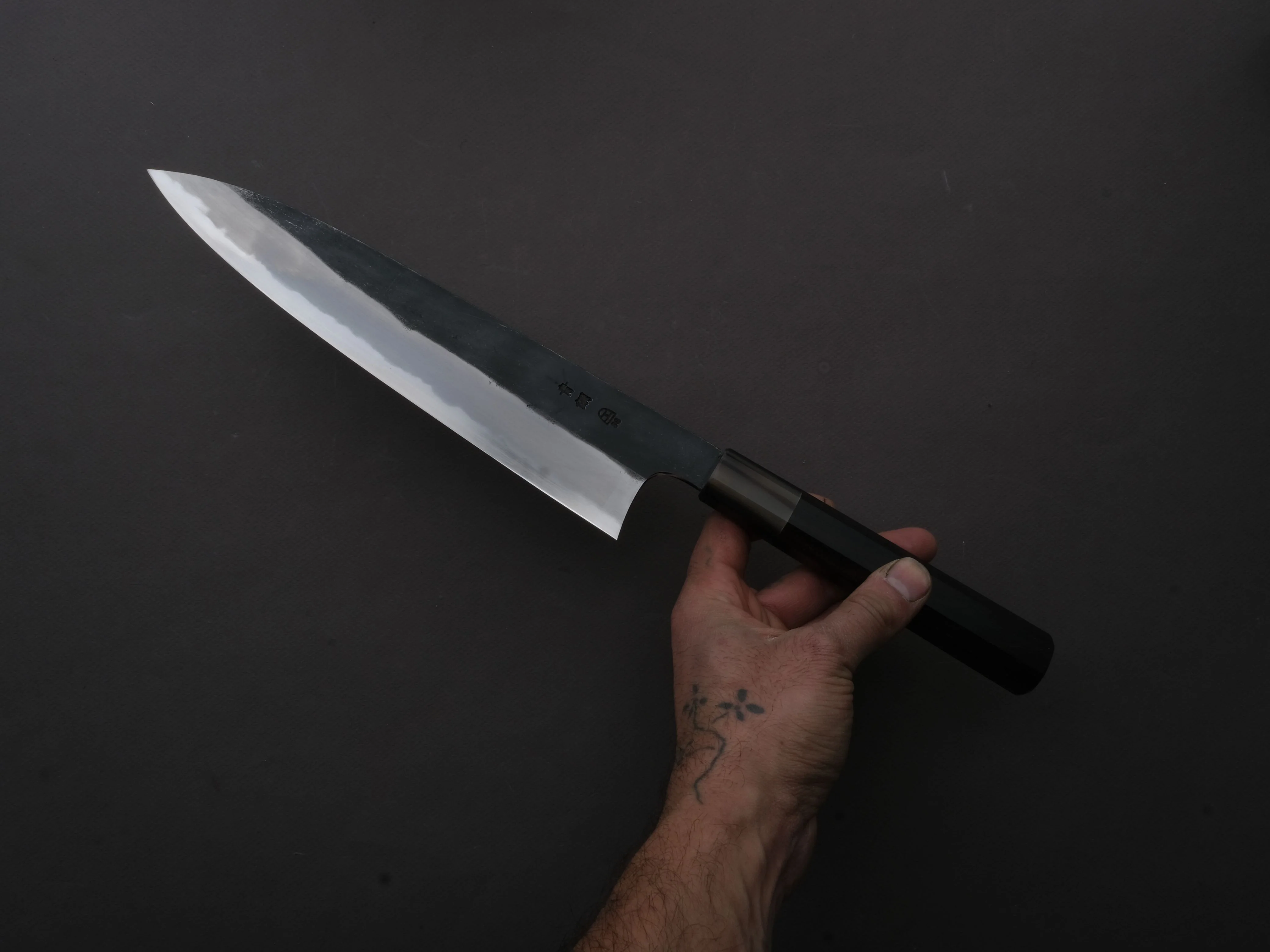 Hitohira - Togashi - Blue #2 - Kurouchi - Gyuto - 240mm - Ebony Handle - Image 3