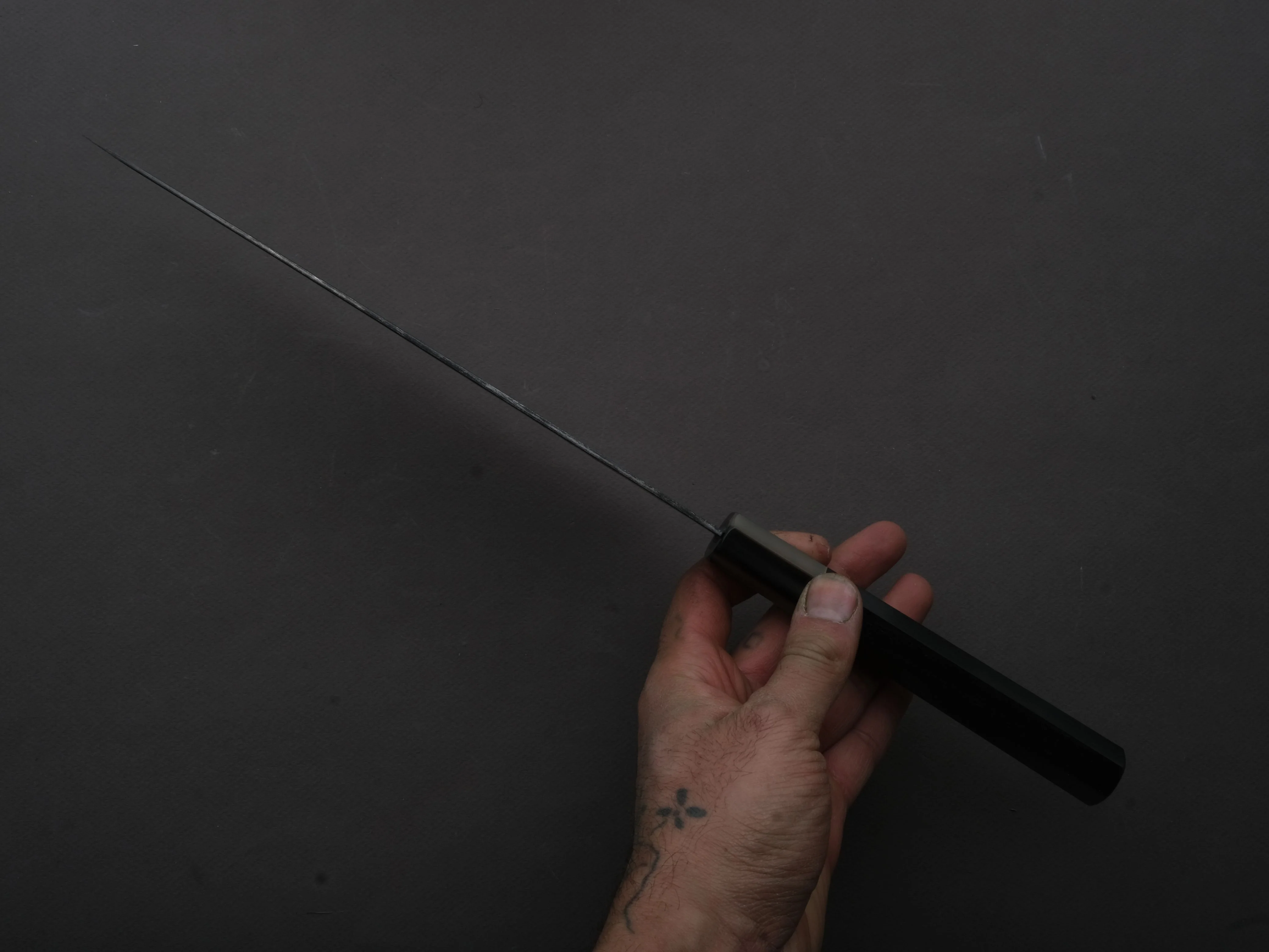Hitohira - Togashi - Blue #2 - Kurouchi - Gyuto - 240mm - Ebony Handle - Image 6