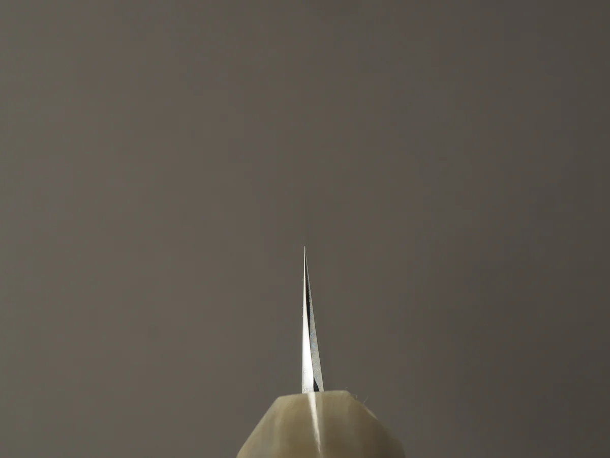 Hitohira -Togashi x Kambei - White #1 - Mizu Honyaki - 300mm Sakimaru Yanagiba - Ziricote Handle - Mirror Polished - Image 9