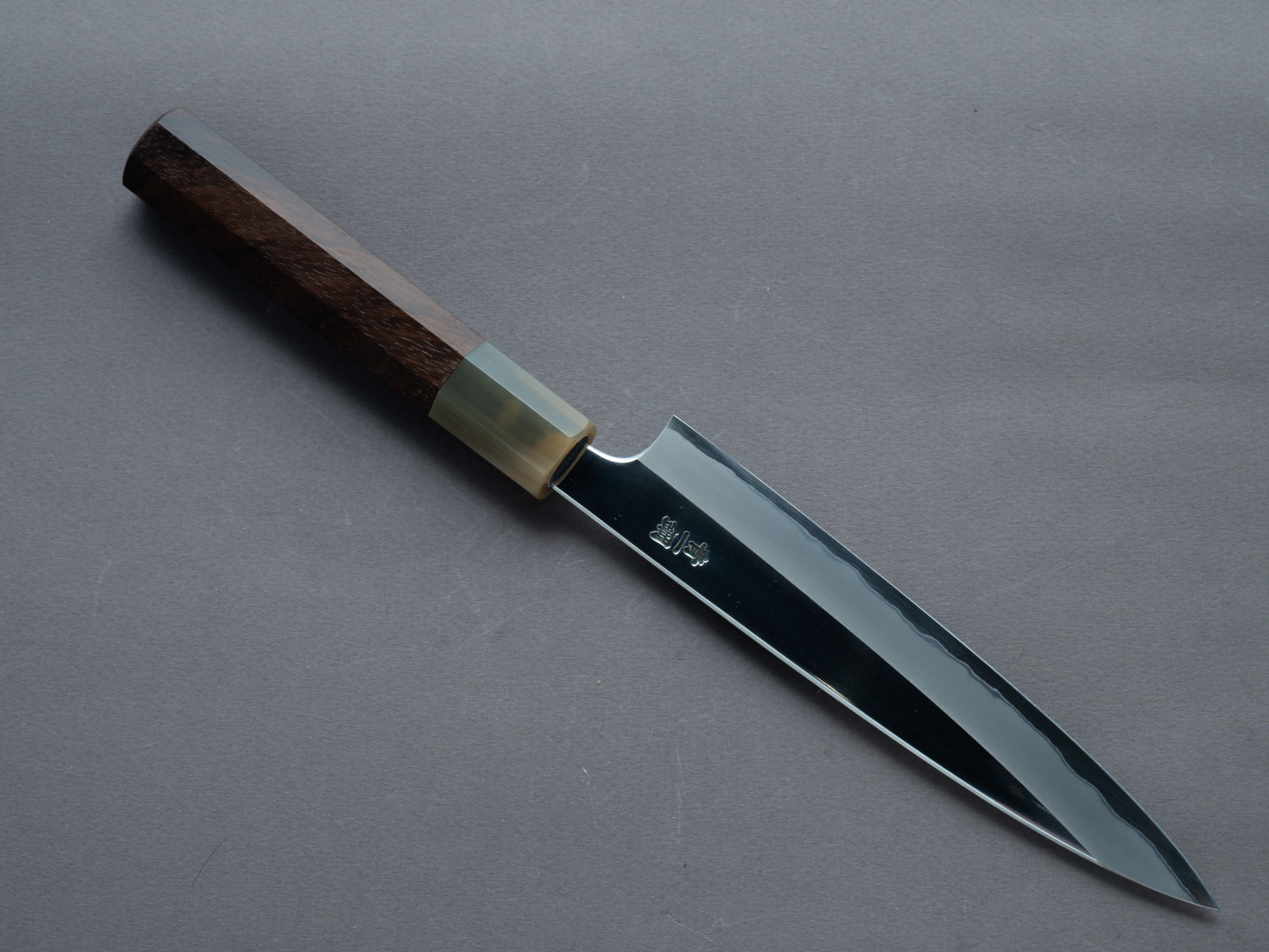 Hitohira - Togashi - Stainless Clad Blue #1 - Mirror Polished - 165mm Petty - Ziricote Handle - Image 2