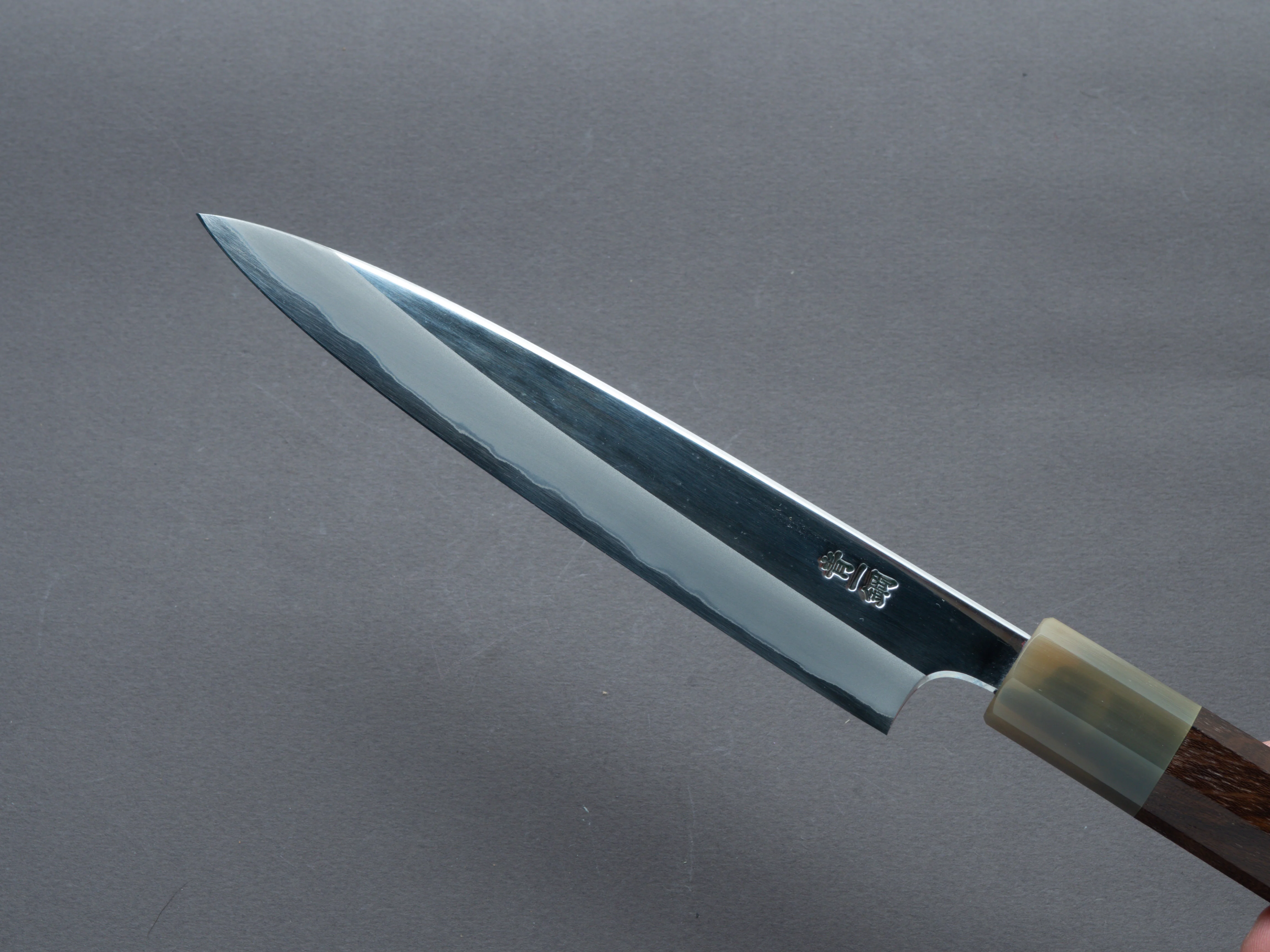 Hitohira - Togashi - Stainless Clad Blue #1 - Mirror Polished - 165mm Petty - Ziricote Handle - Image 3