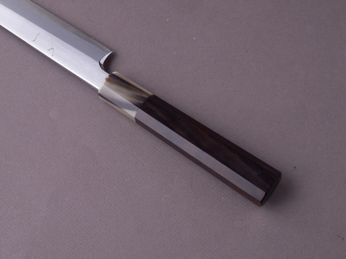 Hitohira - Togashi - Tachi White #1 - 270mm Yanagiba - Ebony Handle - Saya - Image 6