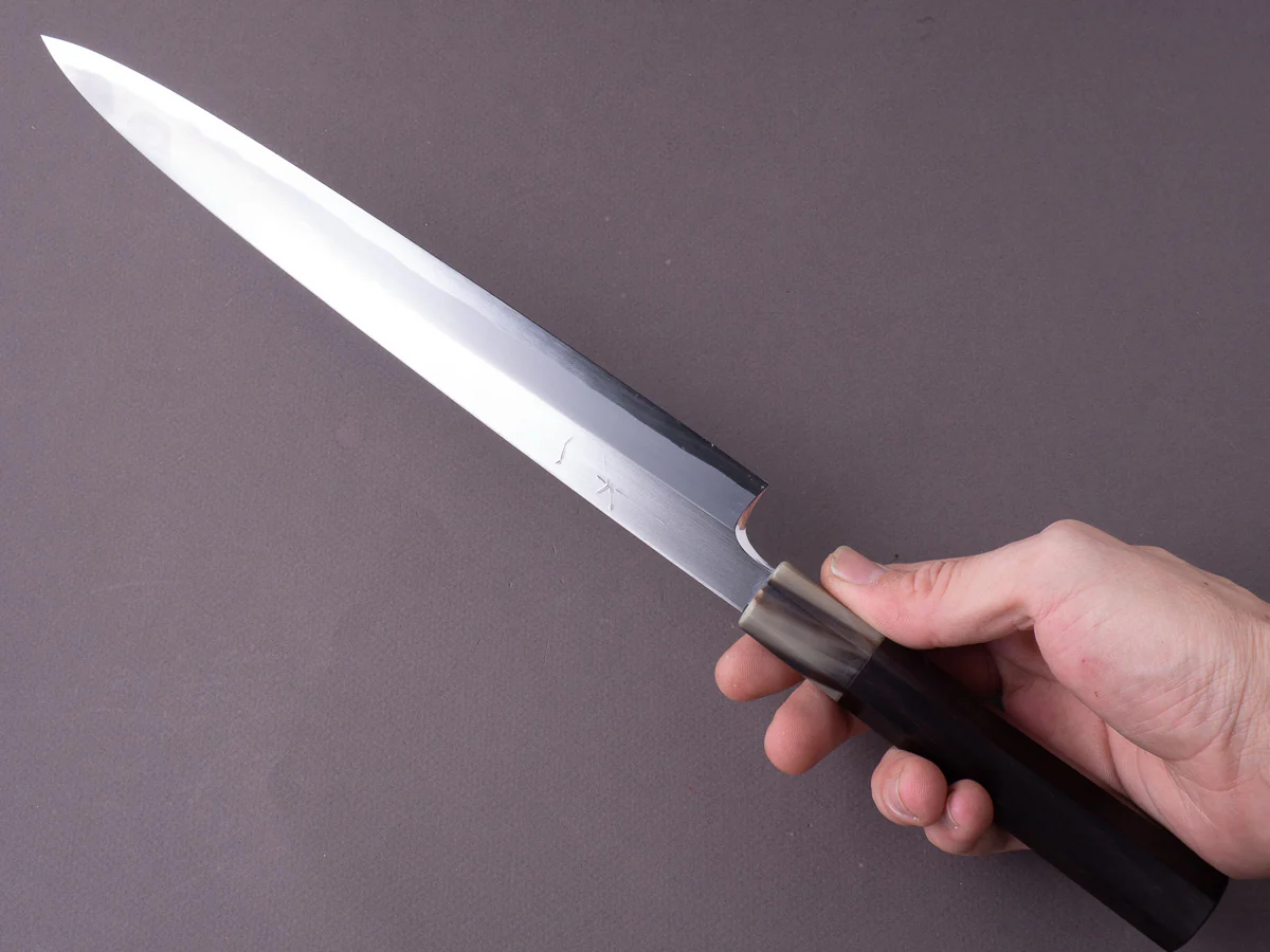 Hitohira - Togashi - Tachi White #1 - 270mm Yanagiba - Ebony Handle - Saya - Image 8