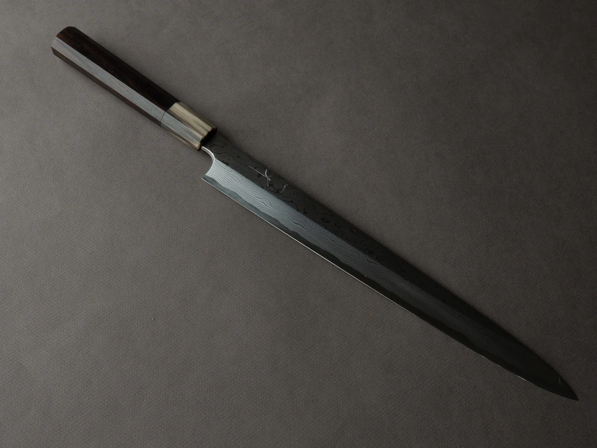 Hitohira - Togashi - White #1 - Damascus - 300mm Yanagiba - Ebony Handle