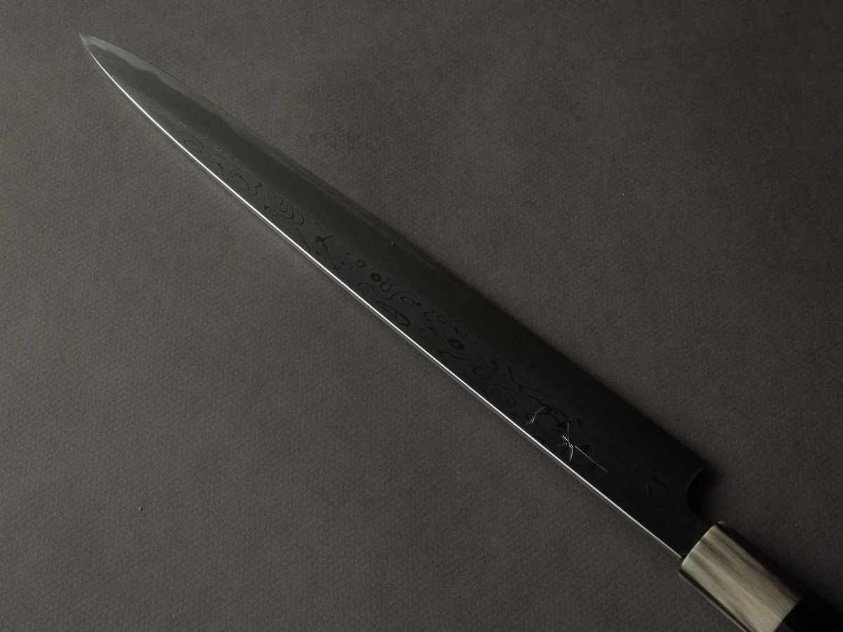 Hitohira - Togashi - White #1 - Damascus - 300mm Yanagiba - Ebony Handle - Image 2