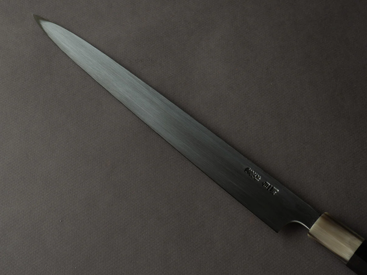 Hitohira - Togashi - White #1 - Damascus - 300mm Yanagiba - Ebony Handle - Image 3