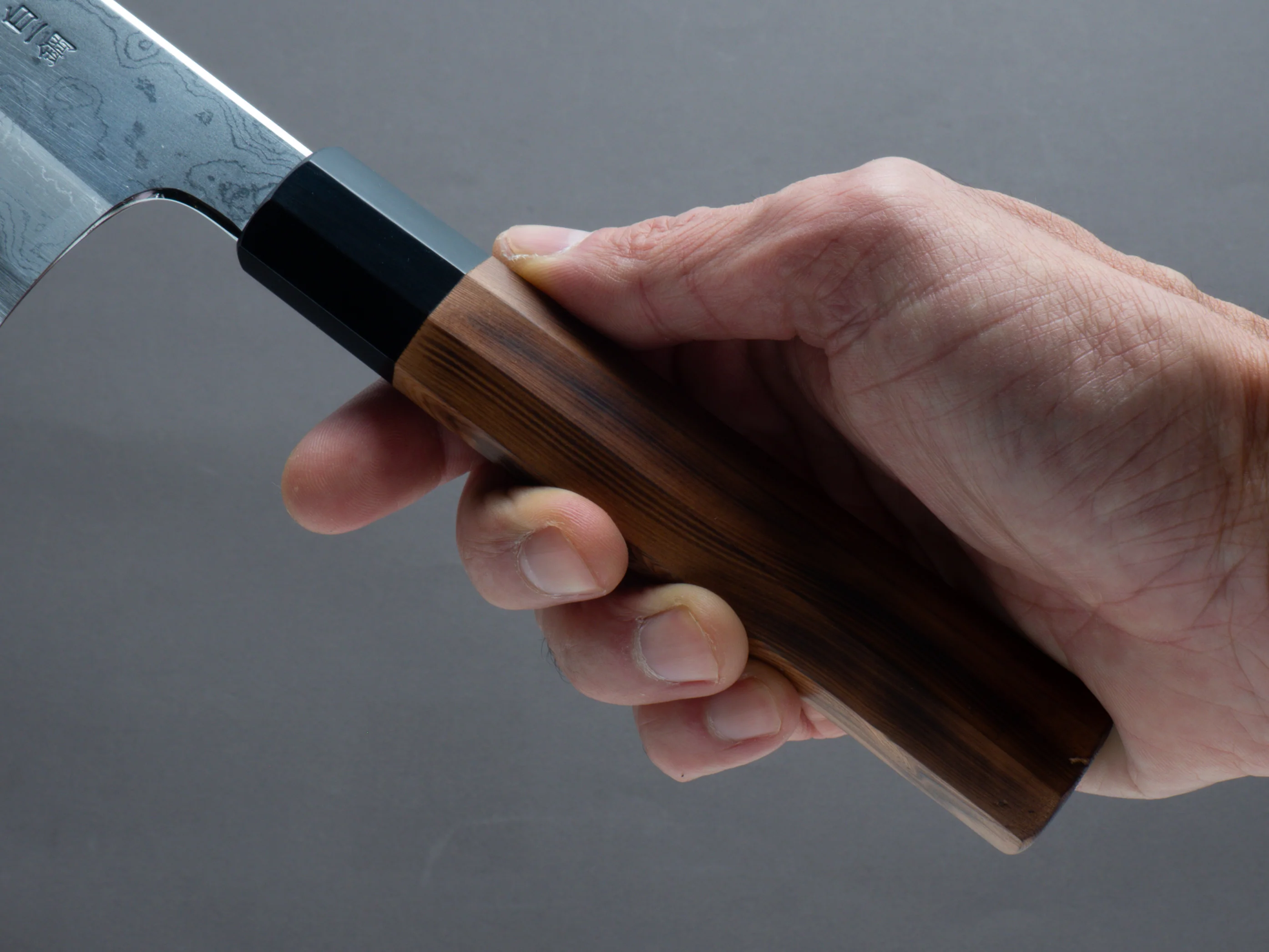 Hitohira - Togashi - White #1 - Damascus - Gyuto - 240mm - Burnt Yakusugi Handle - Image 5