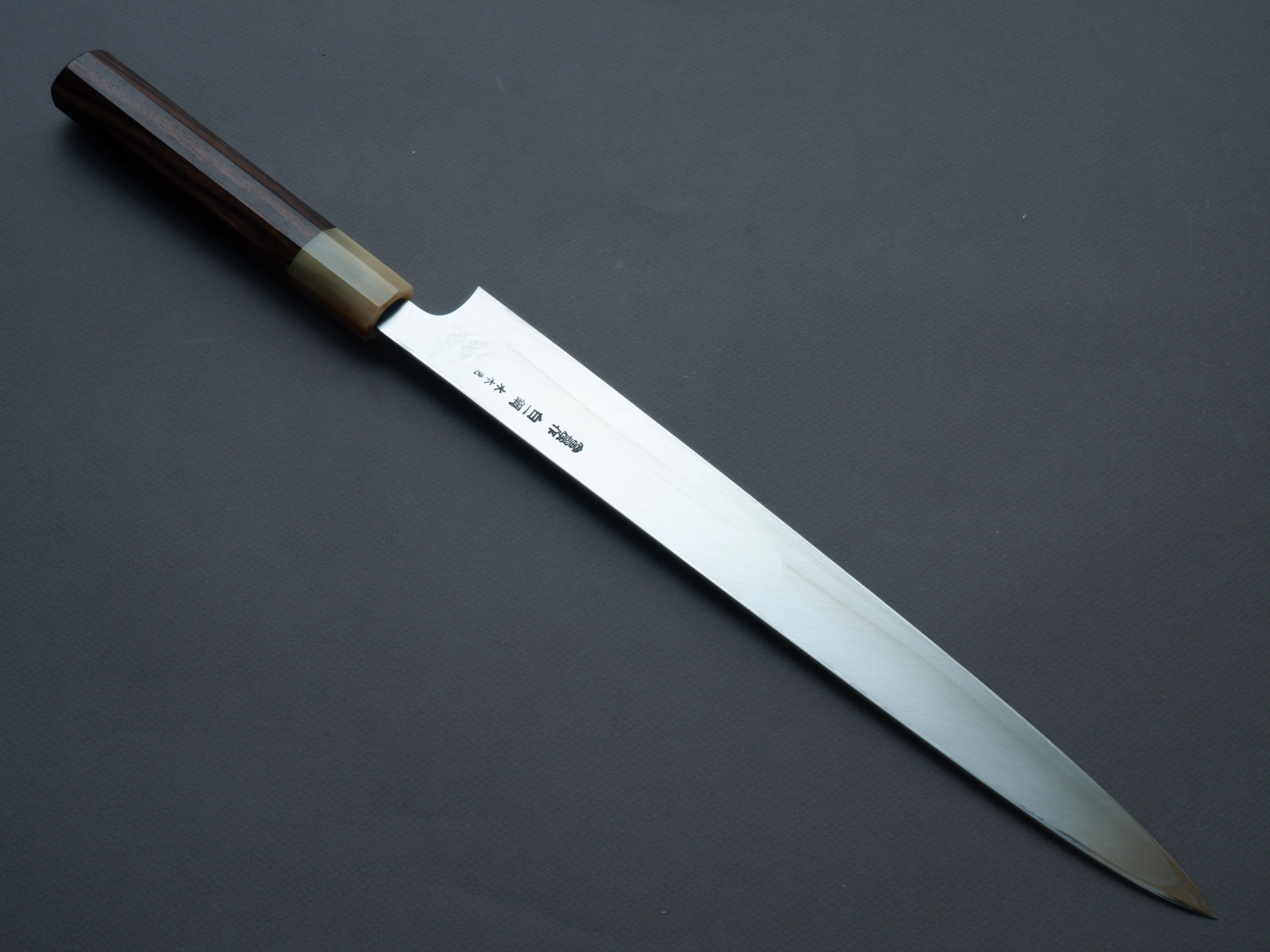 Hitohira - Togashi - White #1 - Fuji Mizu Honyaki - Yanagiba - 330mm - Taihei Makassar Ebony Handle (w/ saya) - Image 2