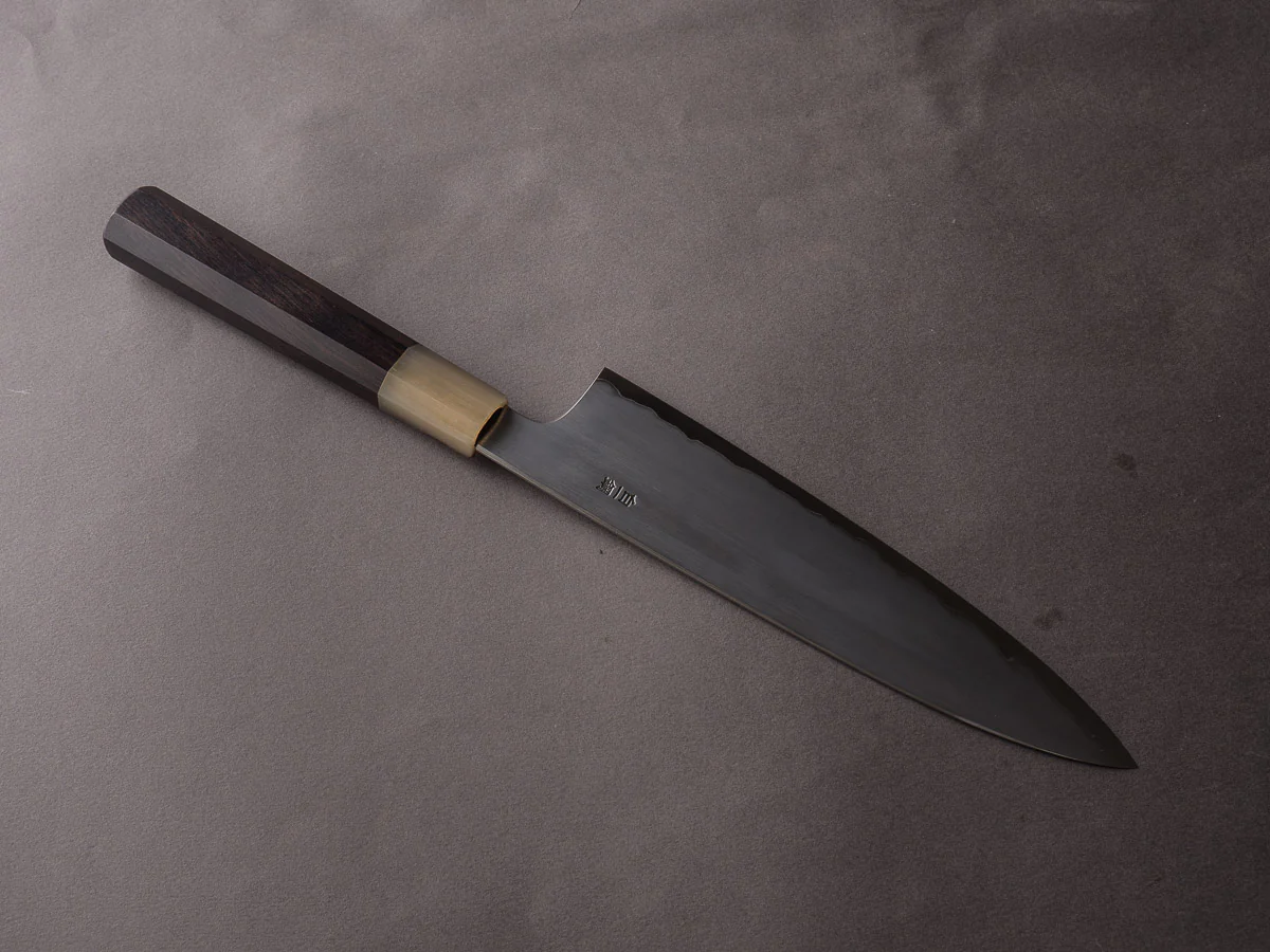 Hitohira - Togashi - White #1 - Stainless Clad - Kasumi - 210mm Gyuto - Ebony Handle - Image 2