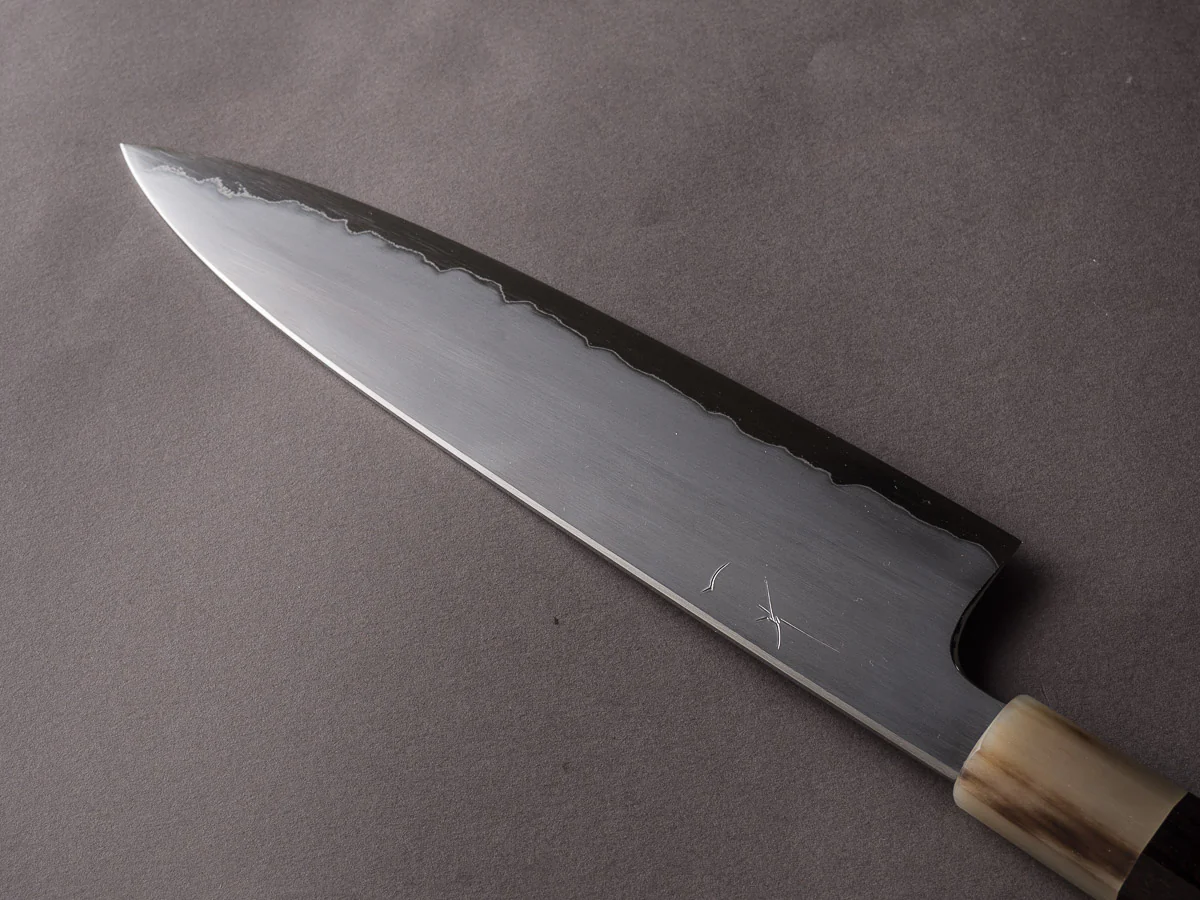 Hitohira - Togashi - White #1 - Stainless Clad - Kasumi - 210mm Gyuto - Ebony Handle - Image 4