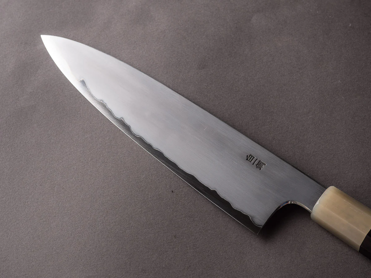 Hitohira - Togashi - White #1 - Stainless Clad - Kasumi - 210mm Gyuto - Ebony Handle - Image 5