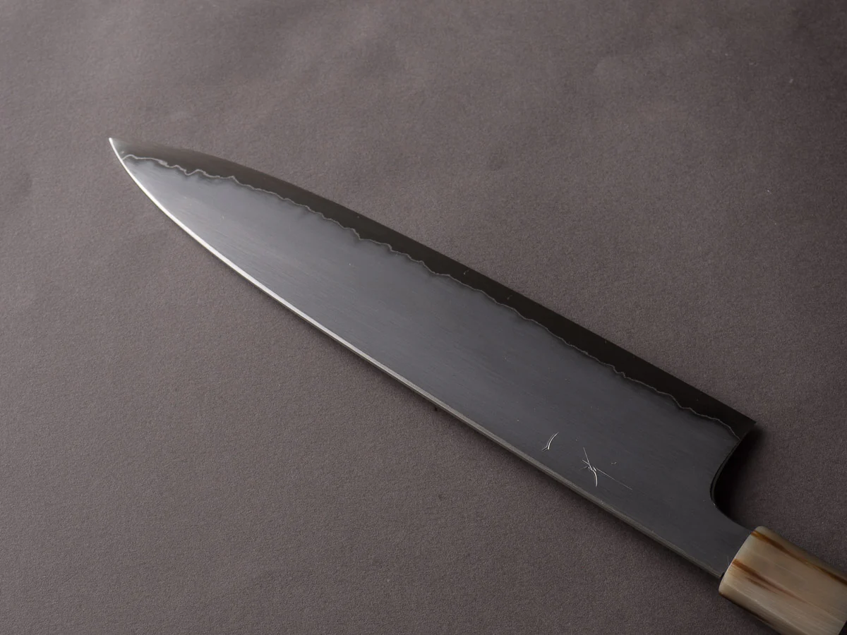 Hitohira - Togashi - White #1 - Stainless Clad - Kasumi - 240mm Gyuto - Ebony Handle - Image 8
