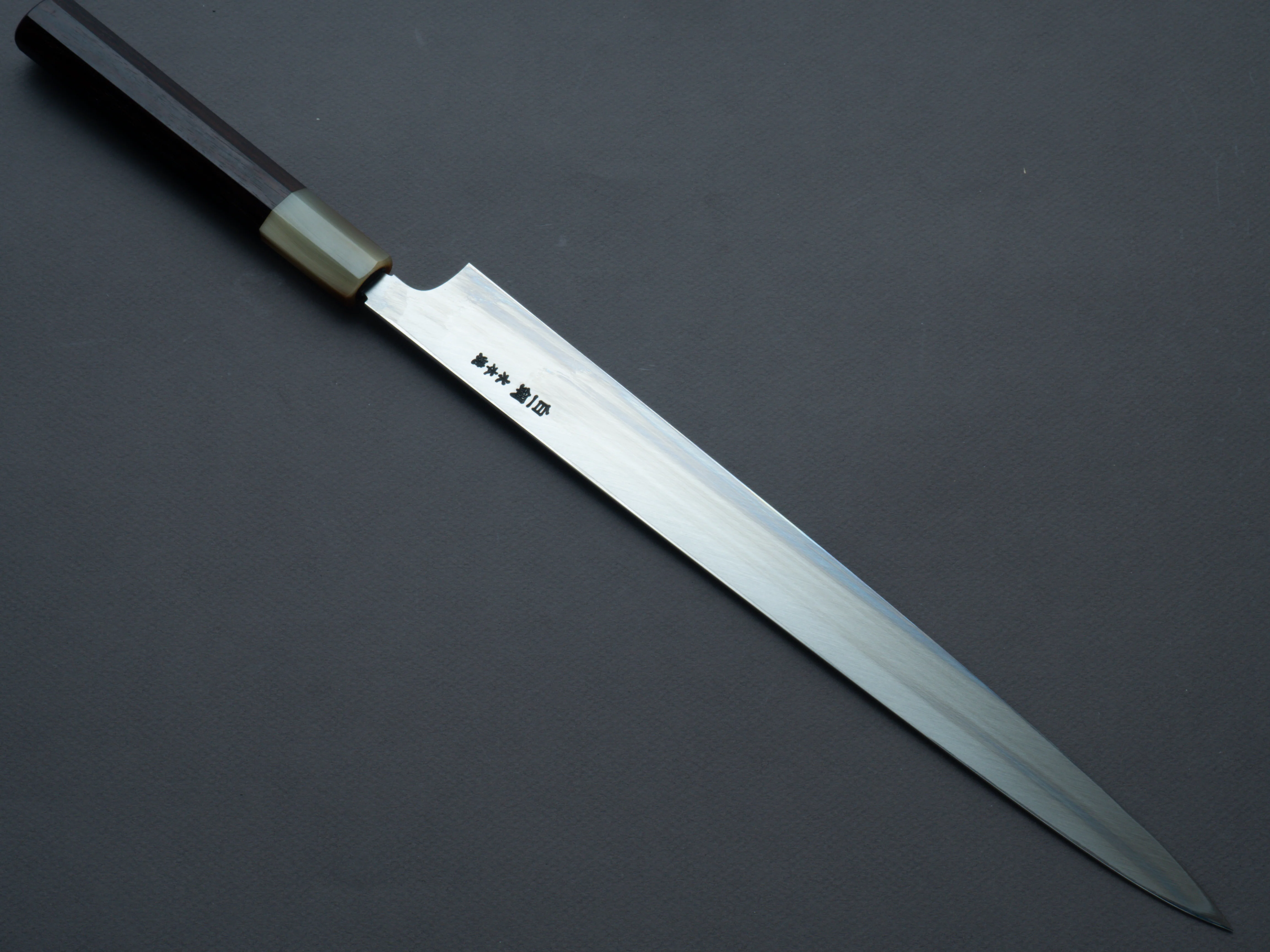 Hitohira - Togashi - White #1 - Mizu Honyaki - Fugubiki - 300mm - Taihei Makassar Ebony Handle (w/ saya) - Image 2