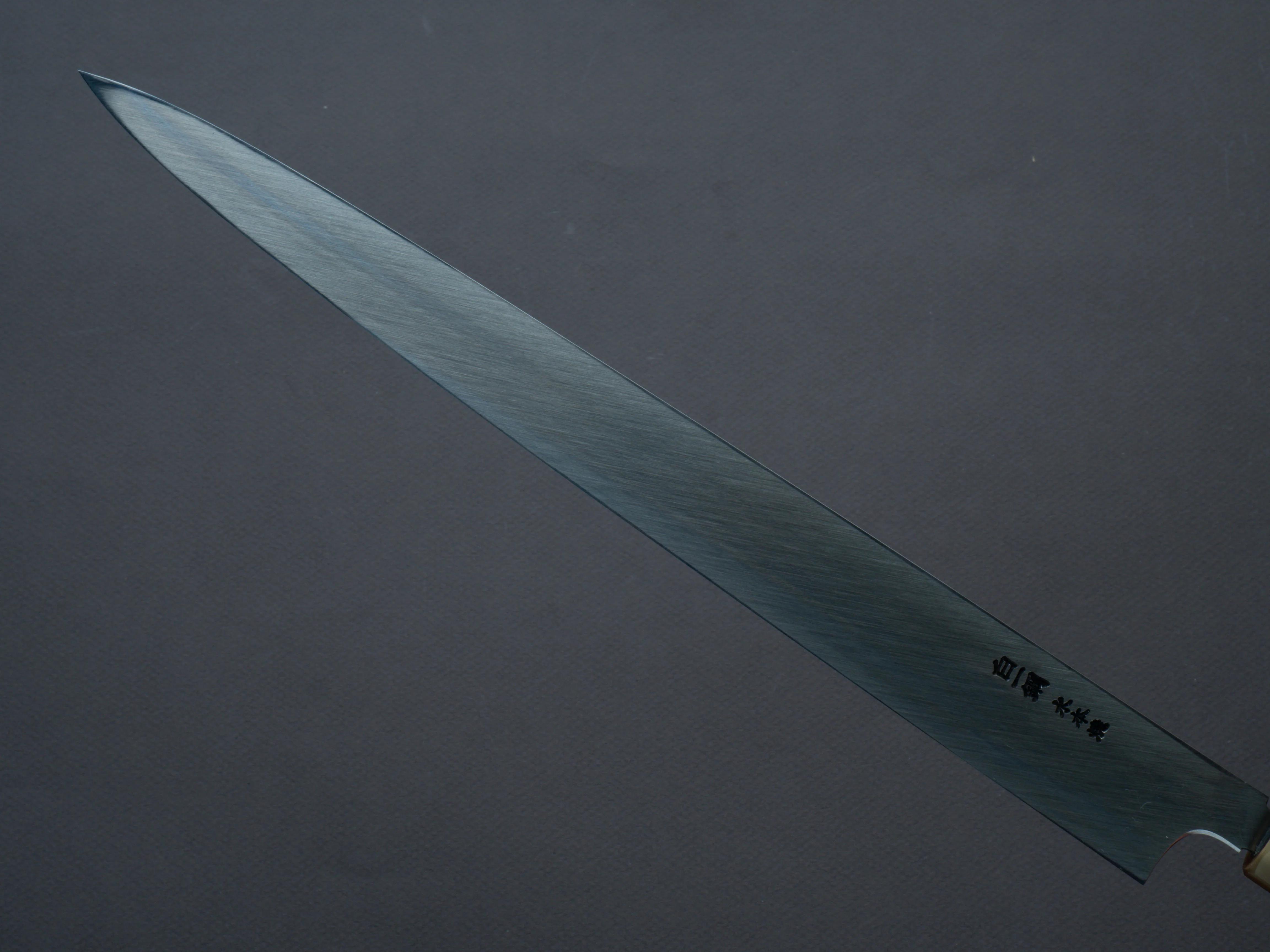 Hitohira - Togashi - White #1 - Mizu Honyaki - Fugubiki - 300mm - Taihei Makassar Ebony Handle (w/ saya) - Image 3