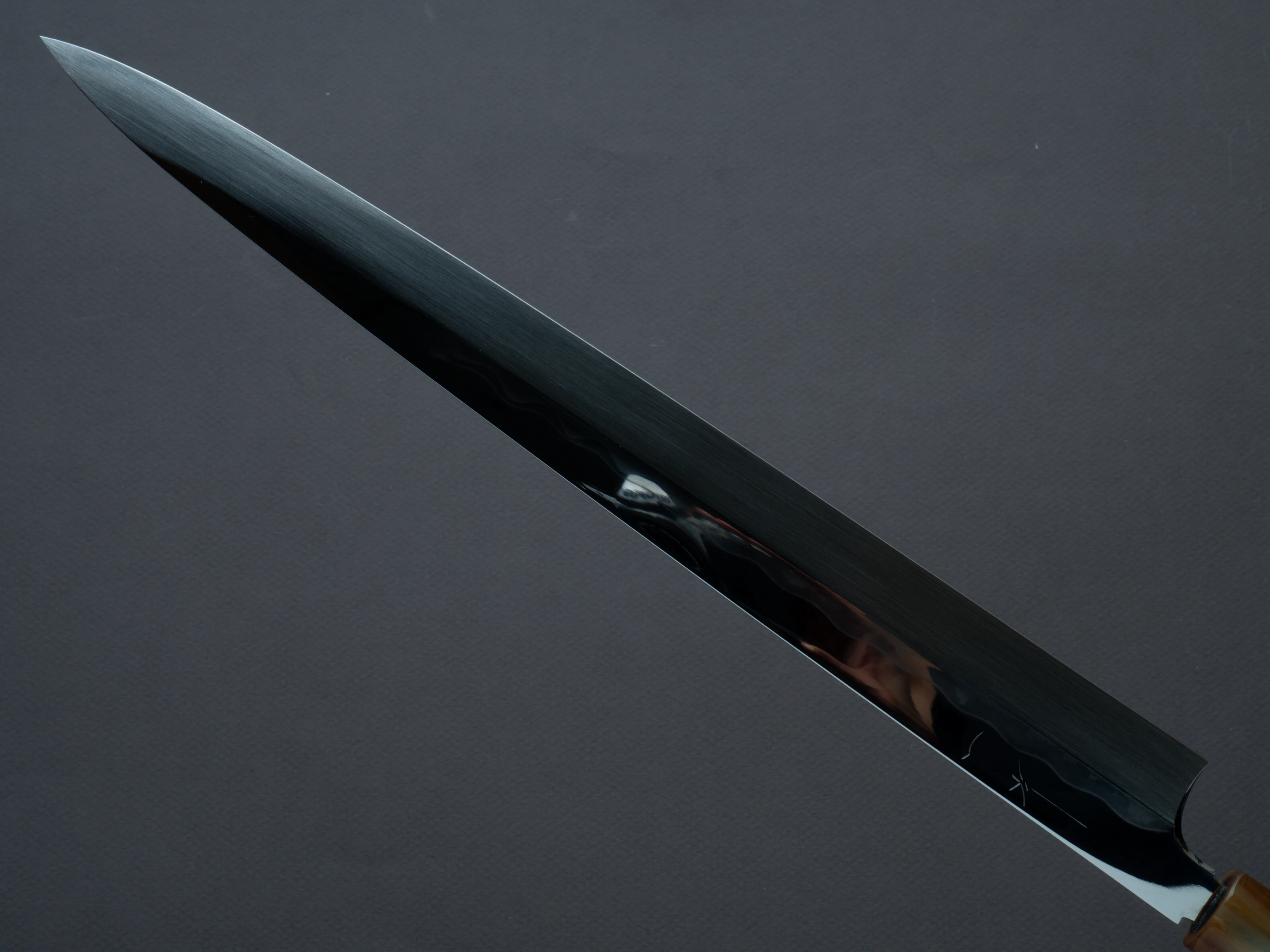 Hitohira - Togashi - White #1 - Mizu Honyaki - Fugubiki - 300mm - Taihei Makassar Ebony Handle (w/ saya) - Image 4