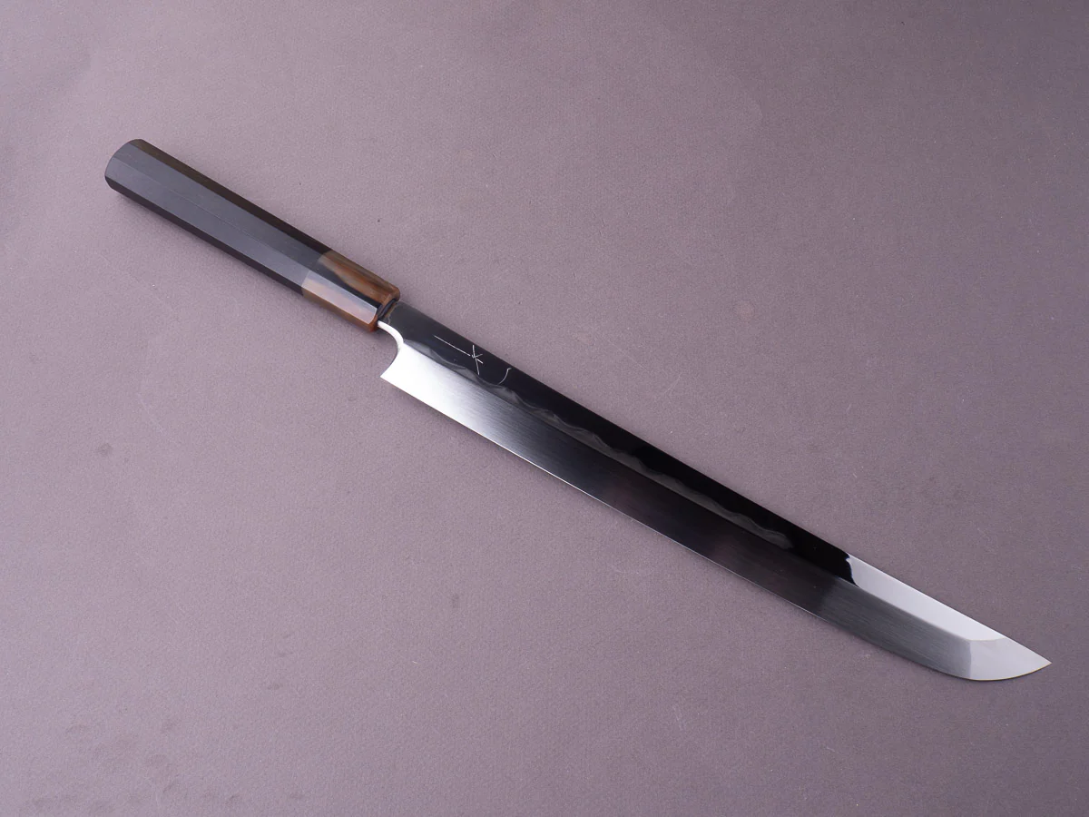 Hitohira - Togashi - White #1 Mizu Honyaki - 300mm Sakimaru Yanagiba - Taihei Ebony Handle - Saya