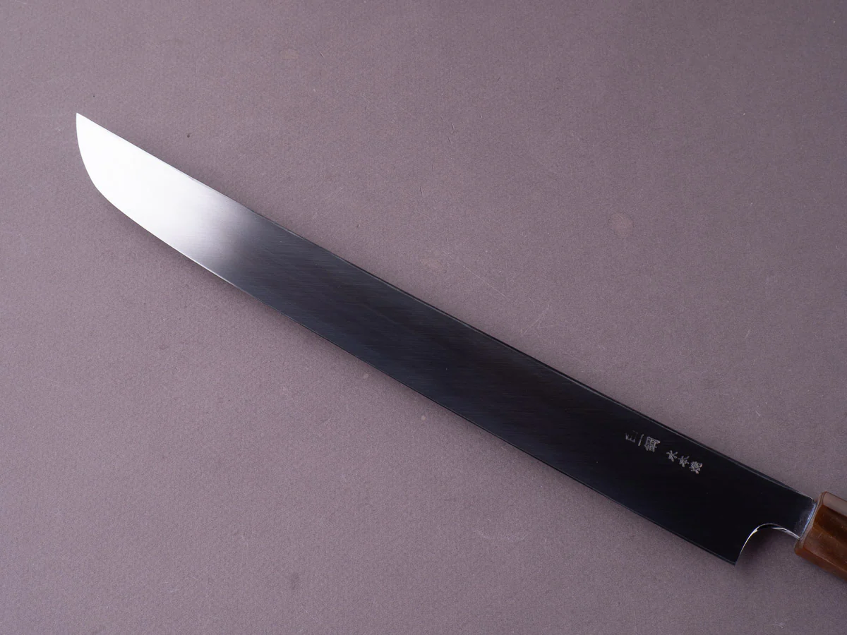 Hitohira - Togashi - White #1 Mizu Honyaki - 300mm Sakimaru Yanagiba - Taihei Ebony Handle - Saya - Image 2