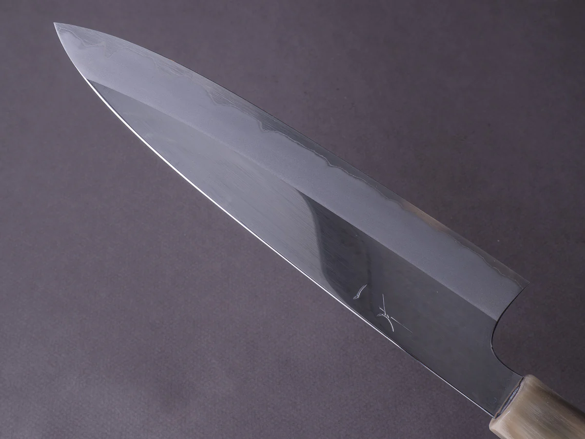 Hitohira - Togashi - White #1 - Stainless Clad - Mirror Polished - 210mm Gyuto - Taihei Ebony Handle - Image 3