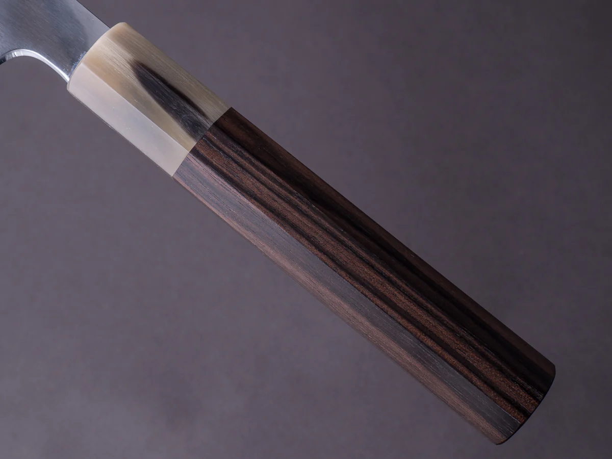 Hitohira - Togashi - White #1 - Stainless Clad - Mirror Polished - 210mm Gyuto - Taihei Ebony Handle - Image 5