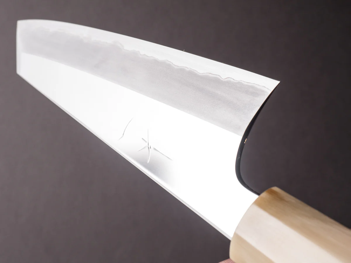 Hitohira - Togashi - White #1 - Stainless Clad - Mirror Polished - 210mm Kiritsuke Gyuto - Taihei Rosewood Handle - Image 10