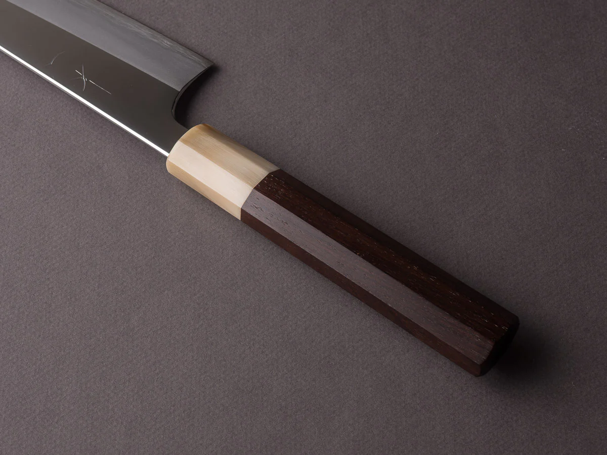 Hitohira - Togashi - White #1 - Stainless Clad - Mirror Polished - 210mm Kiritsuke Gyuto - Taihei Rosewood Handle - Image 4