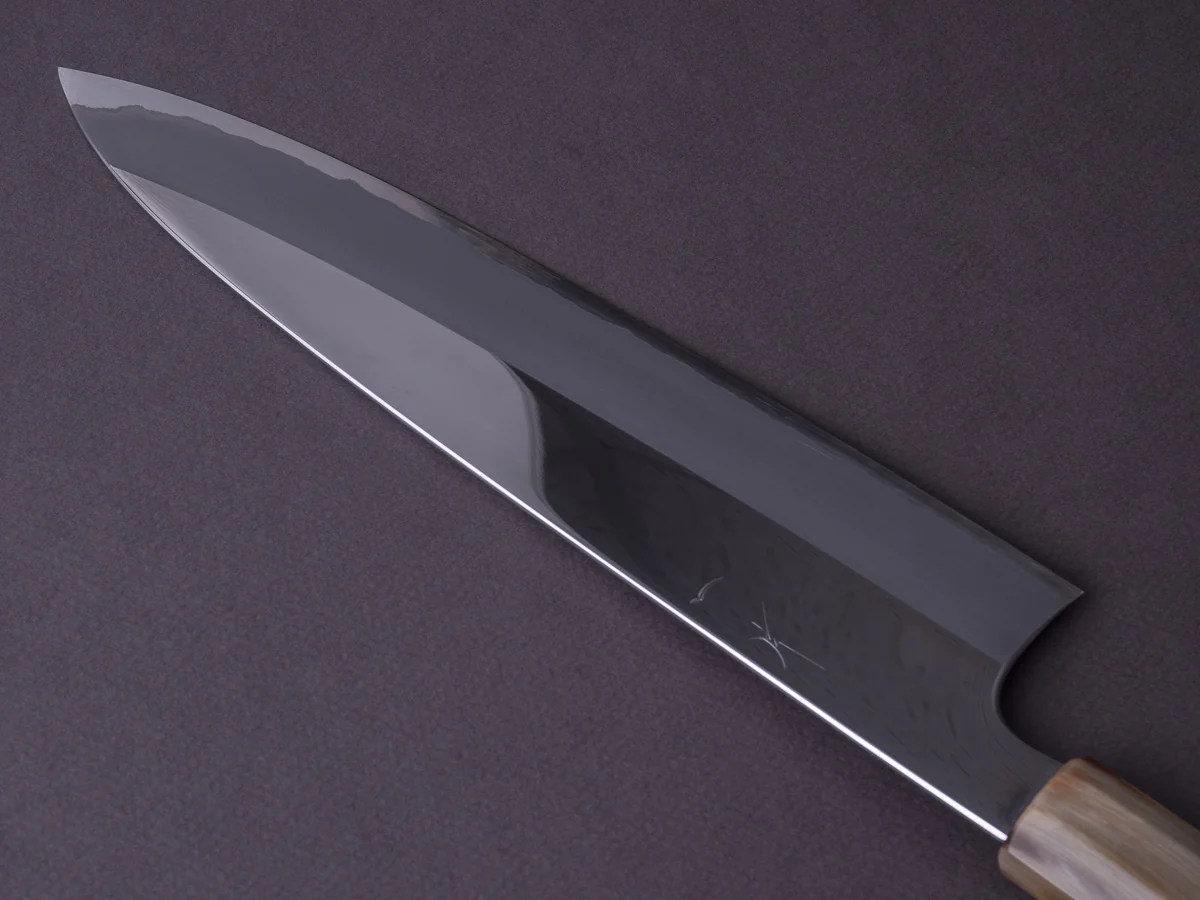 Hitohira - Togashi - White #1 - Stainless Clad - Mirror Polished - 240mm Gyuto - Taihei Ebony Handle - Image 3