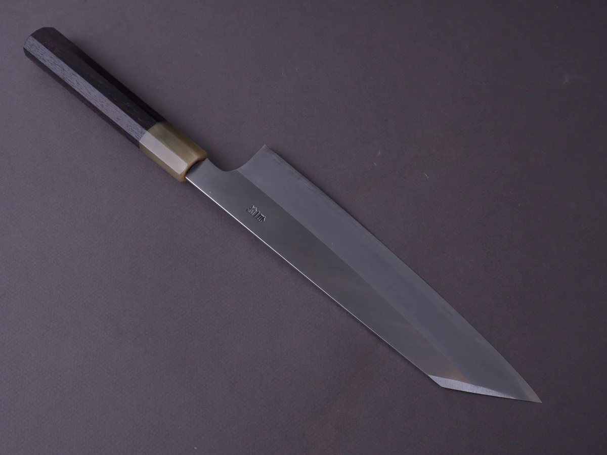 Hitohira - Togashi - White #1 - Stainless Clad - 240mm Kiritsuke Gyuto - Taihei Rosewood Handle - Image 3