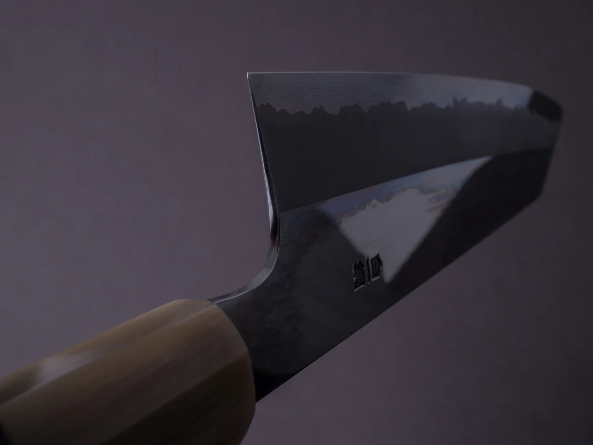 Hitohira - Togashi - White #1 - Stainless Clad - Mirror Polished - 240mm Kiritsuke Gyuto - Taihei Makassar Ebony Handle - Image 10