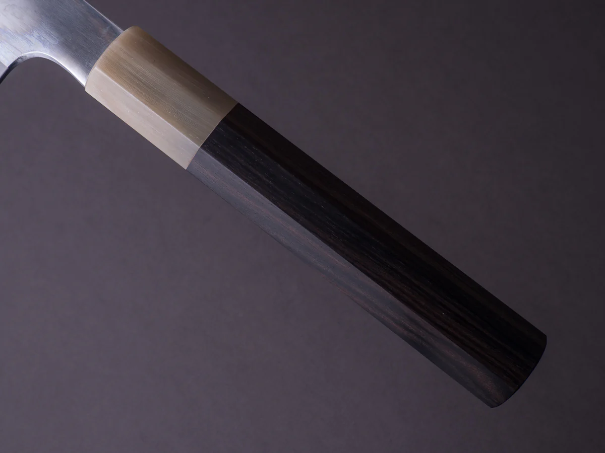 Hitohira - Togashi - White #1 - Stainless Clad - Mirror Polished - 240mm Kiritsuke Gyuto - Taihei Makassar Ebony Handle - Image 5