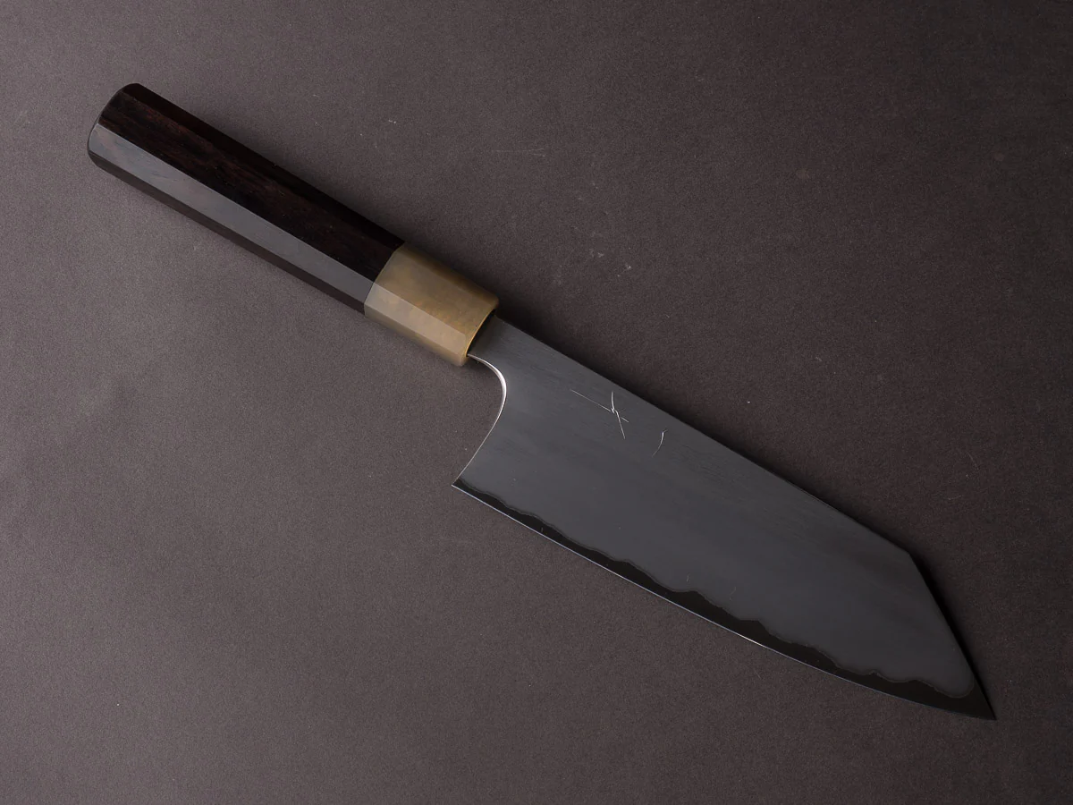 Hitohira - Togashi - White #1 - Stainless Clad - Kasumi - 180mm Bunka - Ebony Handle