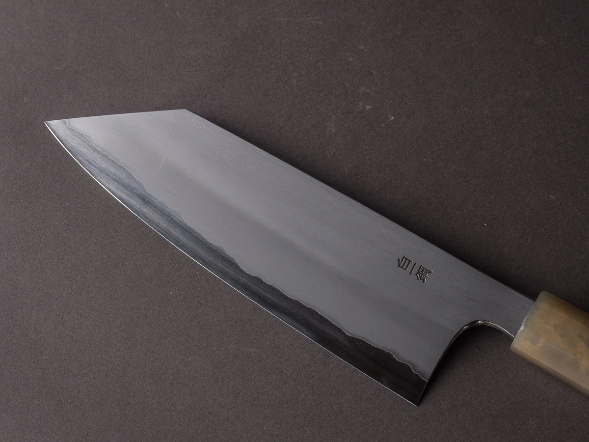 Hitohira - Togashi - White #1 - Stainless Clad - Kasumi - 180mm Bunka - Ebony Handle - Image 5