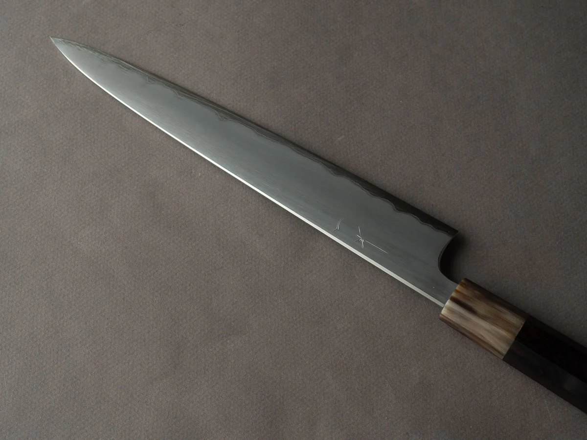 Hitohira - Togashi - White #1 - Stainless Clad - Kasumi - 240mm Sujihiki - Ebony Handle - Image 2