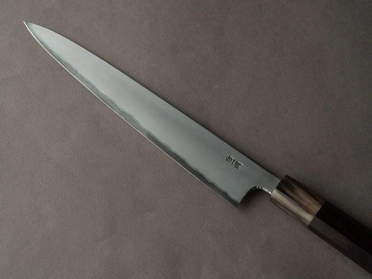 Hitohira - Togashi - White #1 - Stainless Clad - Kasumi - 240mm Sujihiki - Ebony Handle - Image 3