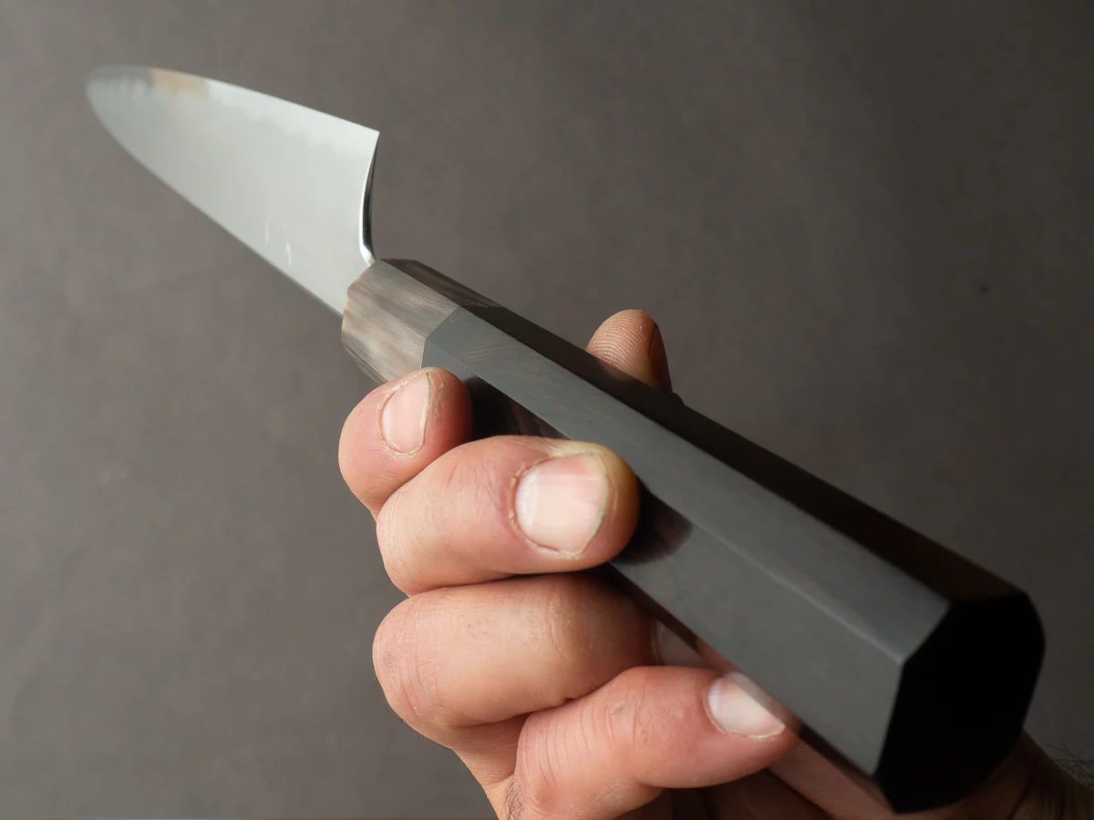 Hitohira - Togashi - White #1 - Stainless Clad - Kasumi - 240mm Sujihiki - Ebony Handle - Image 9