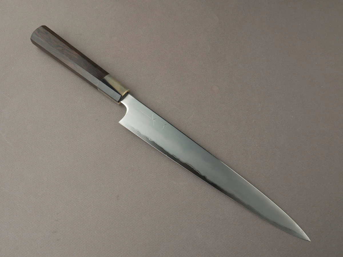 Hitohira - Togashi - White #1 Stainless Clad - Kasumi - 270mm Sujihiki - Ebony Handle