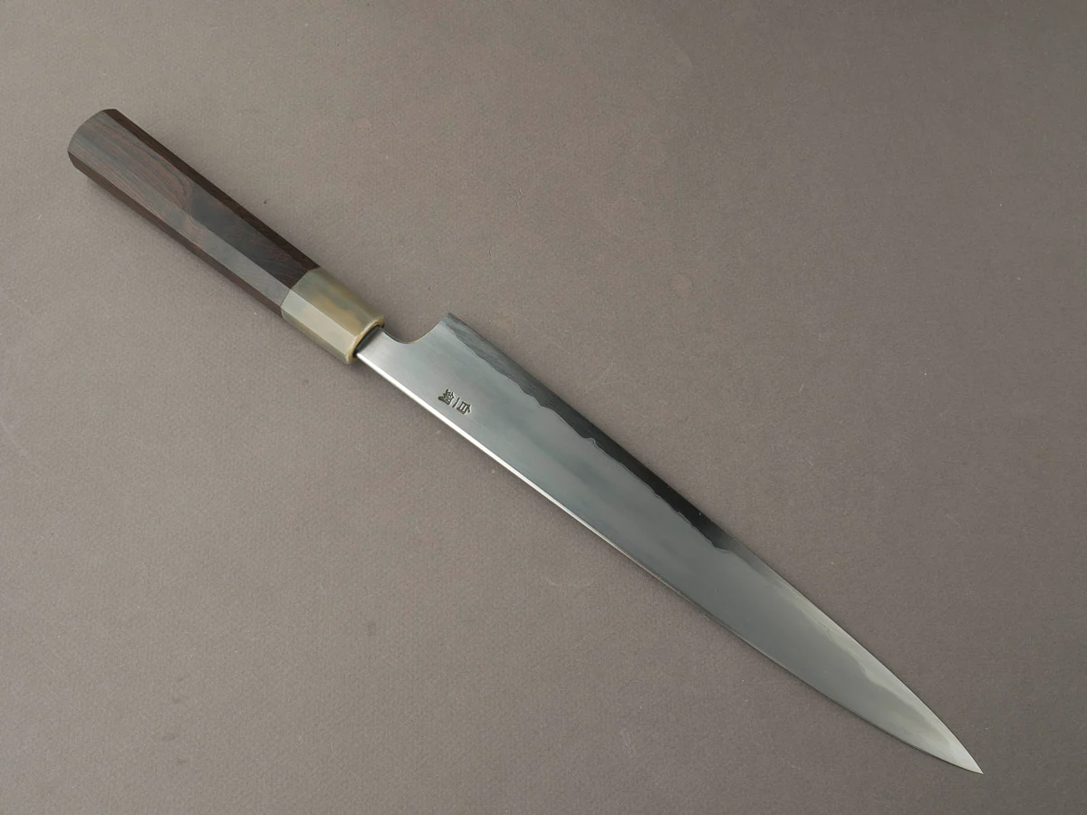 Hitohira - Togashi - White #1 Stainless Clad - Kasumi - 270mm Sujihiki - Ebony Handle - Image 2
