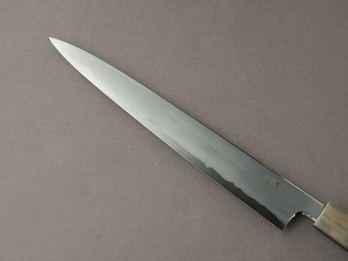 Hitohira - Togashi - White #1 Stainless Clad - Kasumi - 270mm Sujihiki - Ebony Handle - Image 3