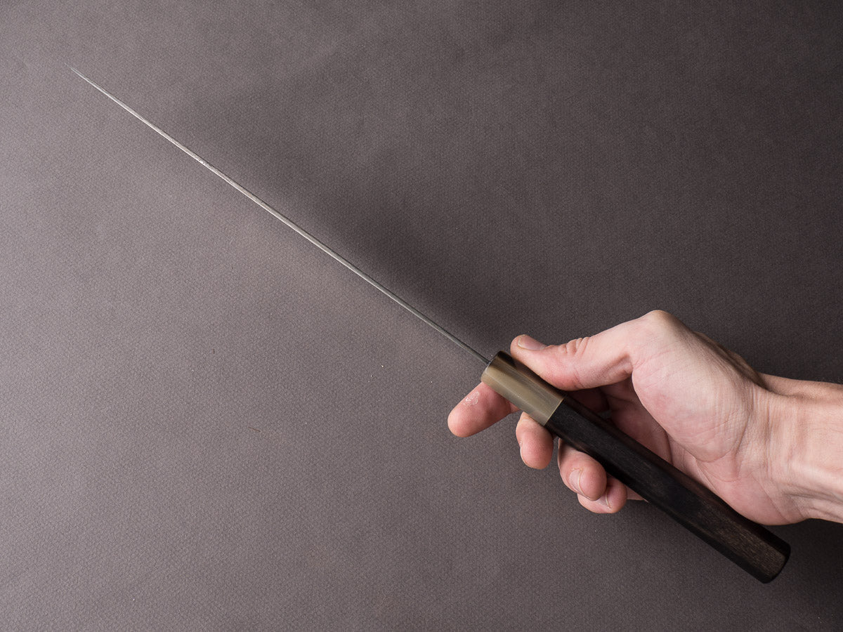Hitohira - Togashi - White #1 - Stainless Clad - Kurouchi - 270mm Gyuto - Taihei Ebony Handle - Image 10