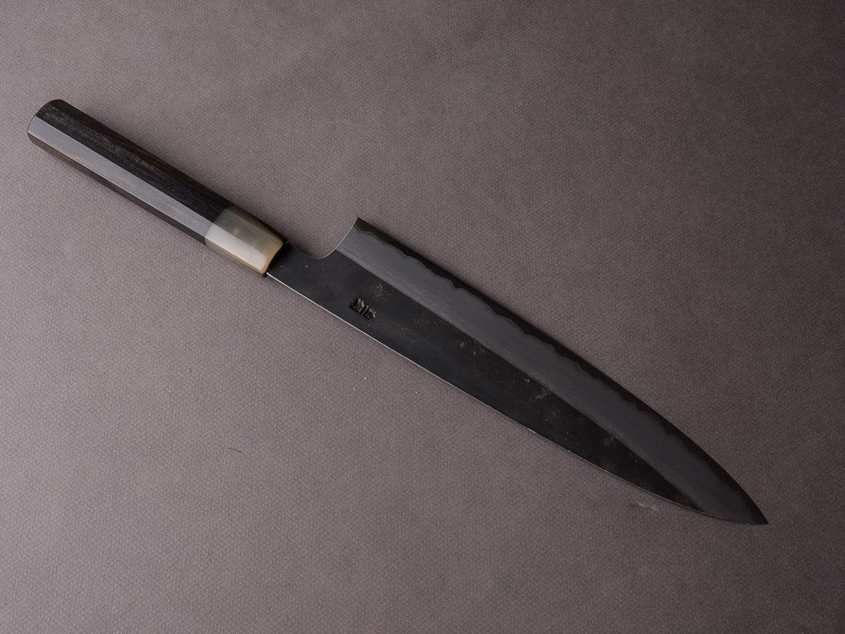 Hitohira - Togashi - White #1 - Stainless Clad - Kurouchi - 270mm Gyuto - Taihei Ebony Handle - Image 4