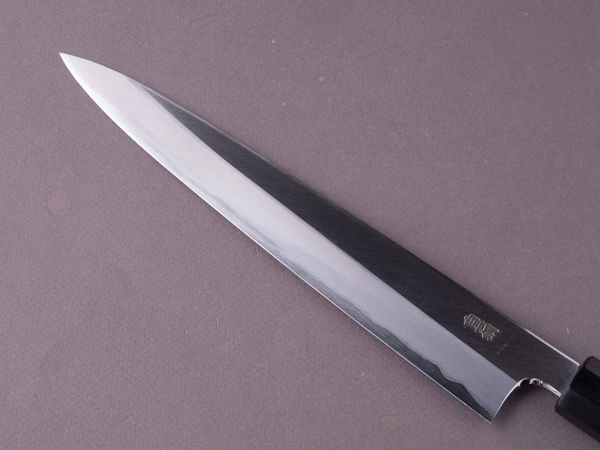 Hitohira - Togashi - White #1 - Stainless Clad - Migaki - 240mm Sujihiki - Ziricote Handle - Image 4