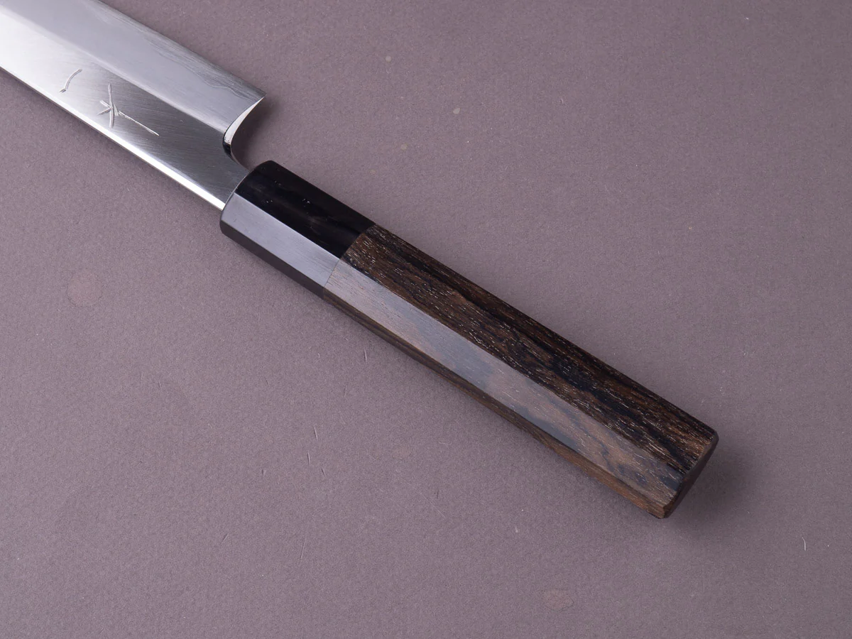 Hitohira - Togashi - White #1 - Stainless Clad - Migaki - 240mm Sujihiki - Ziricote Handle - Image 5