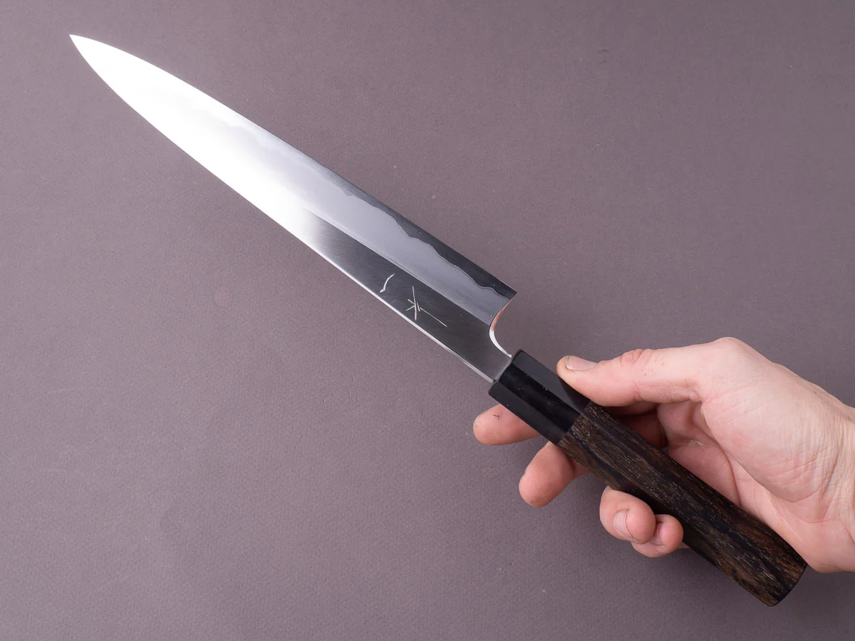Hitohira - Togashi - White #1 - Stainless Clad - Migaki - 240mm Sujihiki - Ziricote Handle - Image 7